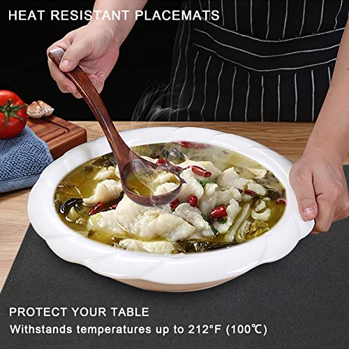 Candumy Black Placemats Leather Table Mats For Dining Table Set Of 6,Faux Leather Waterproof Heat Resistant Non-Slip Wipeable Washable Plate Mat For Home Kitchen Table Decorations #TOP4