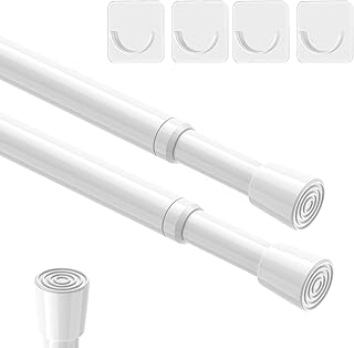 AIZESI 2pcs Spring Tension Rods Adjustable 26 to 39 inch Small Tension Curtain Rod No Drilling Expandable Spring Loaded Cu...