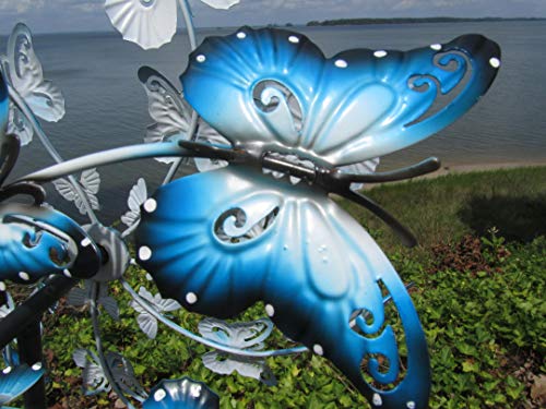 RiverView Enterprise Butterfly Wind Spinner Garden Ornament - Metal Wind Spinner for Outdoor Yard and Garden Decor Double Twirl Ornament