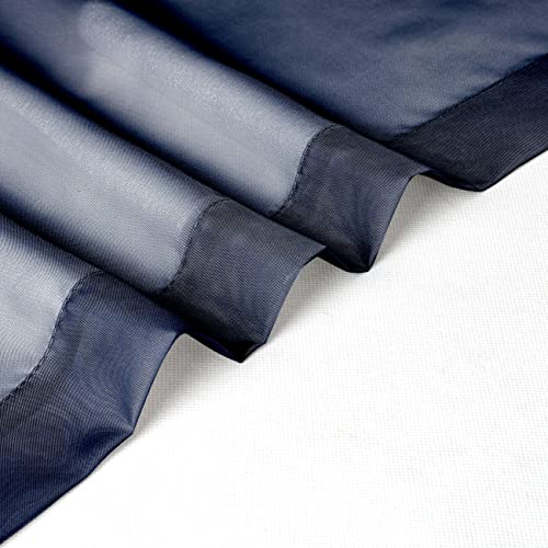 Image of Chyhomenyc Navy Blue Sheer Curtains 30 inch Length 2 Panels, Light Filtering Voile Rod Pocket Short Window Curtians for Bathroom Living Room Farmhouse Small Windows, 42Wx30L inches