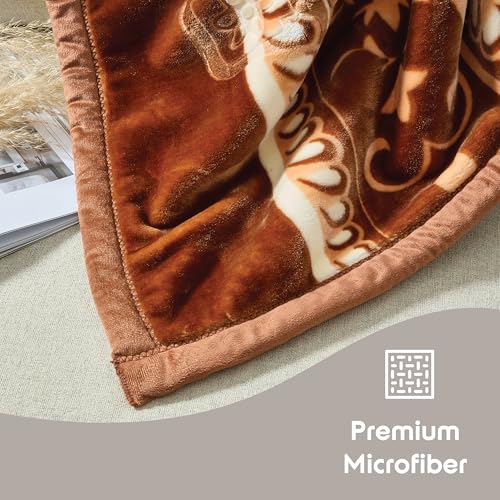 Image of Nestl Korean Mink Blanket King Size - 12 Lbs Velvet Fleece Korean Blanket - 2 Ply Warm & Thick Winter Blanket - Wrinkle & Fade Resistant - 87 x 94 Inches (Brown)