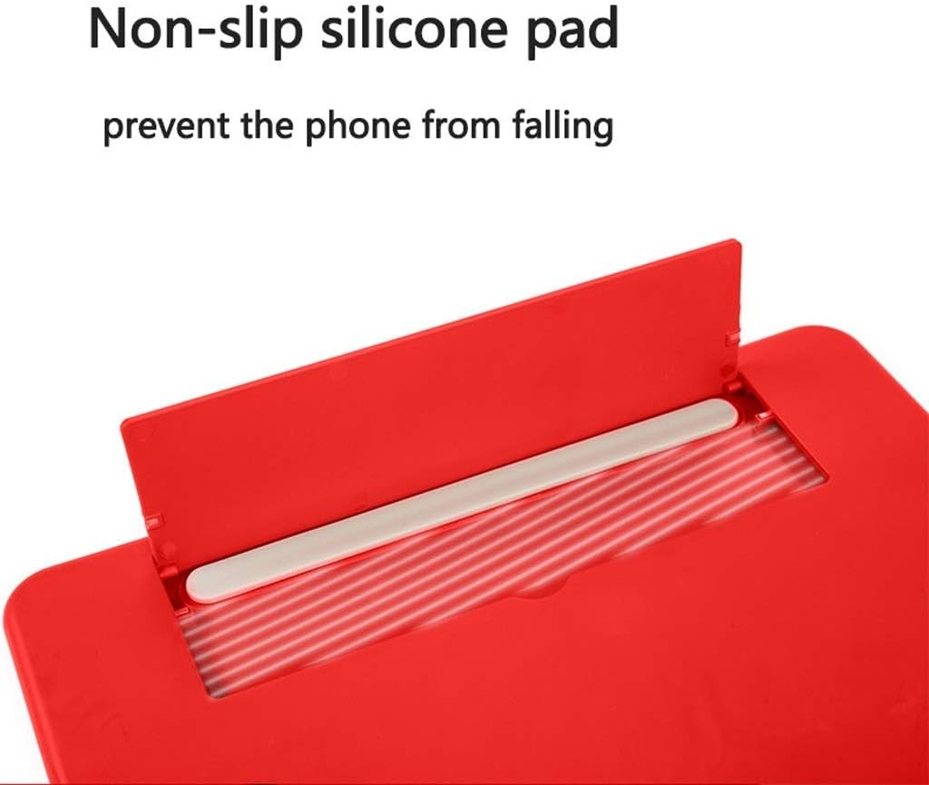 HD Mobile Phone Screen Magnifier Amplifier Movie Video Mobile Phone Large Screen Projector with Speaker All Smartphone Accessories for iPhone and Android (Color : White) (Red)