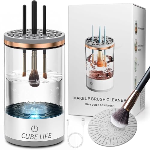 Electric Makeup Brush Cleaner Machine, 1200mAh Cosmetic Brush Cleaner, Protable Electric Makeup Brush Cleaner, Automatic Spinning Makeup Brush Cleaner For All Size Makeup Brush and Sponges