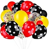 75 Pieces Mouse Color Balloons Confetti Polka Dot Balloons Latex Party Garland for Halloween Baby Shower Wedding Mouse Birthday Party Decorations Supplies(Red-Black-Yellow)