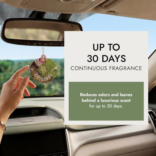 Image of Claire Burke Original Hanging Car Air Freshener - Luxury Scent, Long-Lasting Odor Neutralizer | Up to 30 Days | Made in USA | Strong Air Freshener for Car | Pack of 6