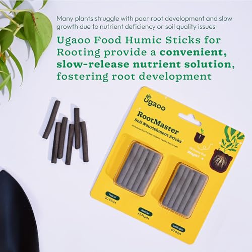 Image of UGAOO RootMaster Humic Acid Fertilizer Sticks for Indoor & Outdoor Plants | Slow Release Plant Food | Root Growth Booster & Plant Nutrition for Potted Plants & Home Garden | Pack of 20