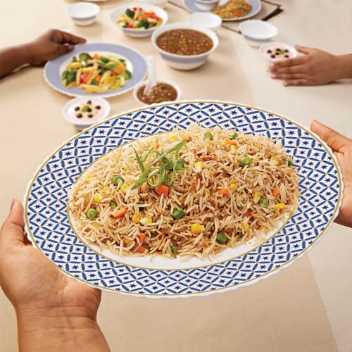 Image of Larah by Borosil Juliet Fluted Series Opalware Dinner Set | 66 Pieces for Family of 6 | Microwave & Dishwasher Safe | Bone-Ash Free | Crockery Set for Dining & Gifting | Plates & Bowls | White