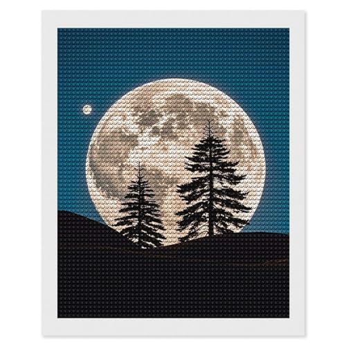 Kit de peinture diamant lune 40x50 cm FodPand avec strass ronds pour adulte