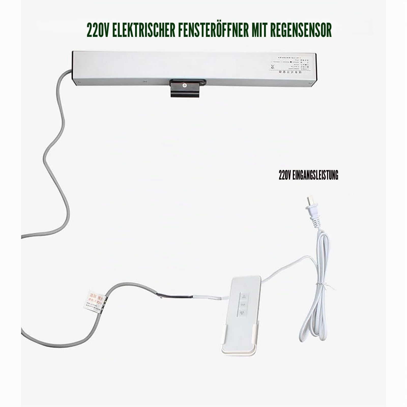 Elektrischer Fensteröffner mit Fernbedienung und Schalter, automatischer Fensteröffner für Dachfenster, Hänge-Lüftungsfenster und Dachbelüftung, Motor 220 V 300 mm