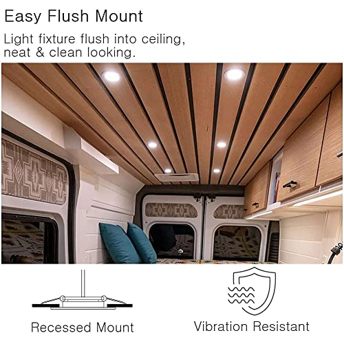 acegoo 12V Einbaustrahler LED Flach 4 Stück Einbauspots Warmweiß 3W Wohnmobil Spots Dimmbar Downlights Einbauleuchte für Wohnwagen Camper Boot Möbel Yacht 3200K Weiß