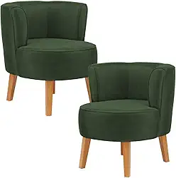 Kit 2 Poltronas Cadeira Elegante para Sala de Estar Tecido Veludo MOBLAN decor (Verde musgo)