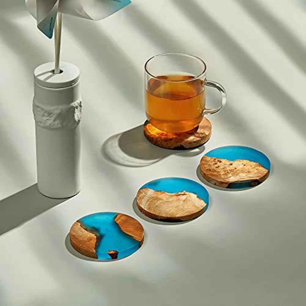 Paquete de 4 Posavasos de Madera con Resina Epoxi, Posavasos de Bar para Bebidas, Posavasos Modernos para Bar, Cocina, Casa, Apartamento