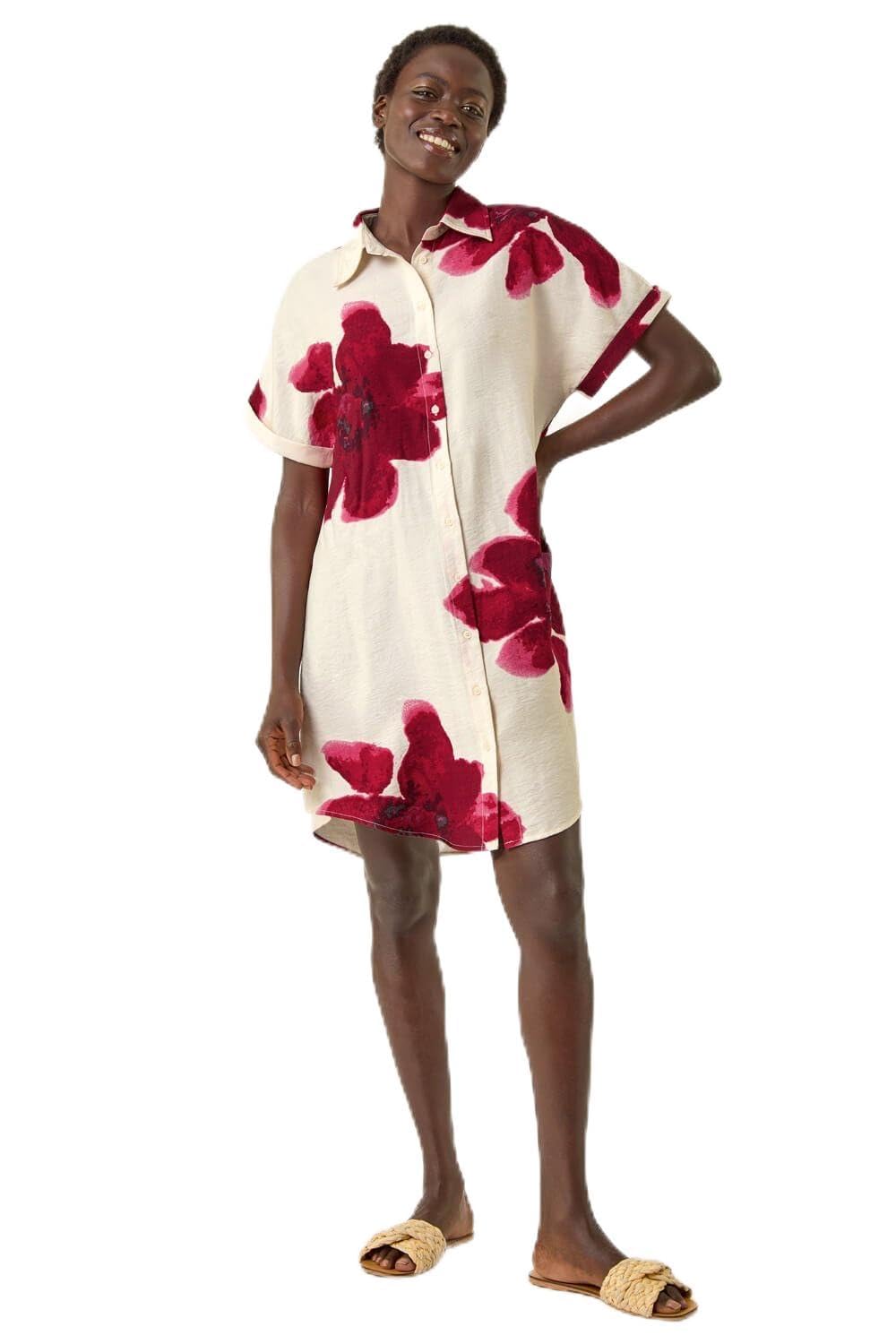 Roman - Women's Shirt Dress - Floral Print - Size 20 - Ivory