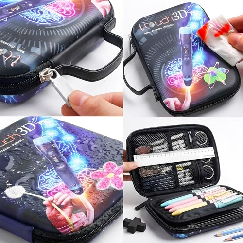 Image of WOL 3D Cartoon Printed Pencil Case with Compartments | Large Capacity Stationery Organizer Zipper Pouch, Water-Resistant Pen Holder for Girls, Boys, Kids, School, Travel & Office Use - Black