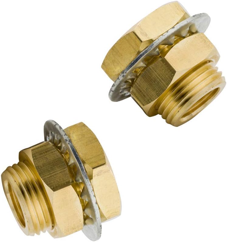 Legines Brass Bulkhead Pipe Fitting,1/8" NPT Female Bulkhead Coupling Tank Fitting, 0.96" Length (Pack of 2)