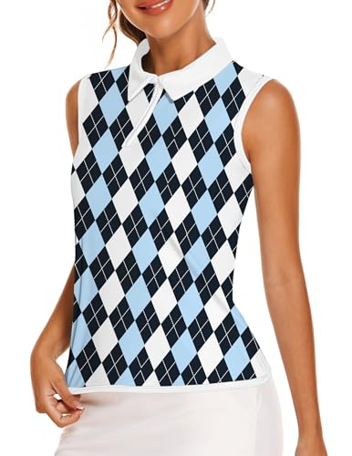 Image of COOrun Women's Golf Polo T Shirts Lightweight Moisture Wicking Sleeveless Shirt Quick Dry Zipper Tank Top