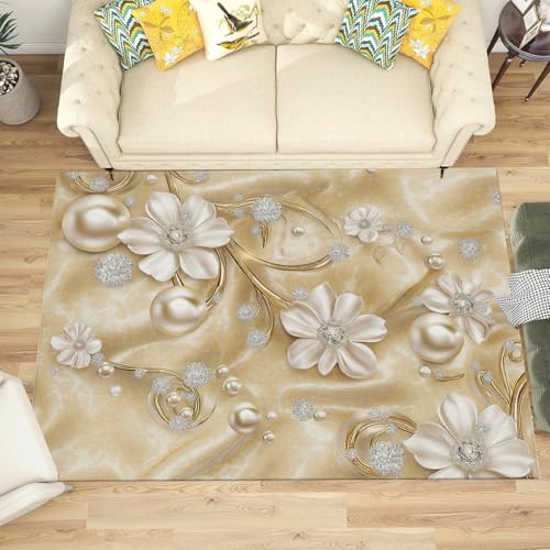 Tapis salon fleurs de perles doux et tapis de sol design 60x90