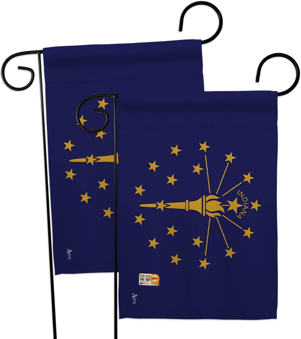 Indiana Garden Flags Pack Americana States USA American Territories Republic Country Particular Area Applique Small Decorative Gift Yard House Banner Made In 13 X 18.5