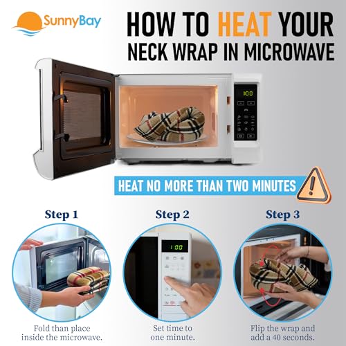 Image of SunnyBay Microwavable Heating Pad for Neck and Shoulder, Heated Neck Wrap, Microwave Heat Pad, Weighted Beanbag Moist Hot or Cold Compress, 2.2 lbs, 26x4 Inches, London