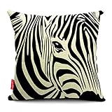 Kingla Home® Throw Pillow Cover Animal Style Sofa Cushion Covers 18 X 18 Inch Zebra Cotton Zippered Pillow Cases Couch Cushions