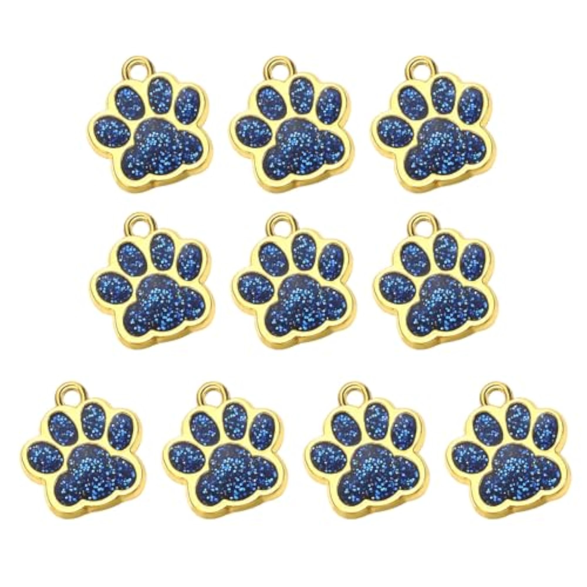 10 Pcs Crystal Paw Print Pendants for DIY Jewellery Making