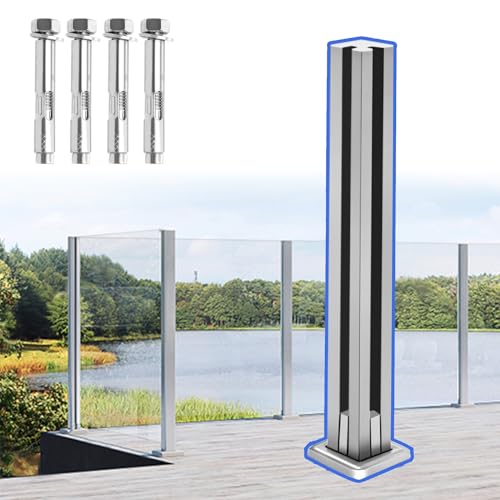 LZQ Postes para barandillas de cristal, balaustrada de cristal, abrazadera de cristal, postes de acero inoxidable 304, sistema de barandilla de cristal, abrazadera para poste de barandilla para