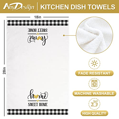 Anydesign Valentine's Day Kitchen Towel Gold Love Cupid Dish Towel 18 X 28 Inch White Black Buffalo Plaids Hand Drying Towel Tea Towel For Wedding Anniversary Cooking Baking, Set Of 4 #TOP1