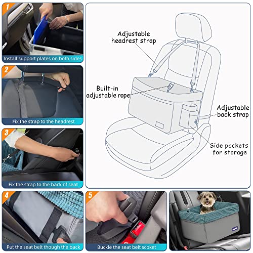 Petprsco Pet Car Seat For Small Dogs & Cats 20Lbs, Deluxe Dog Booster Seat With Clip-On Adjustable Leash, Portable Puppy Car Seat For Front & Rear Seat (Blue) #TOP4