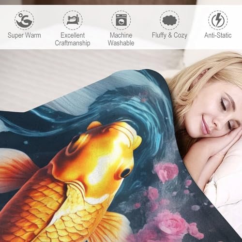 Couverture poisson koi hypoallergénique contre allergies de lit