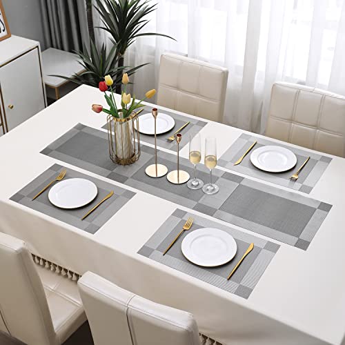 Image of HOKIPO Polyvinyl Chloride Dining Mats with Runner (AR4208) Set of 4