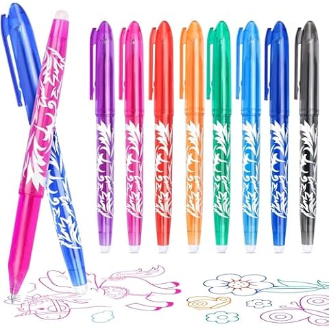KERIFI 0.5mm Erasable Gel Pens with Rubbers Cover