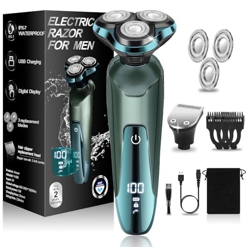 Electric Razor for Men,Mens Razors for Shaving face,LED Display Rechargeable Blades Electric Shavers for Men,Waterproof Wet Dry Cordless Razor