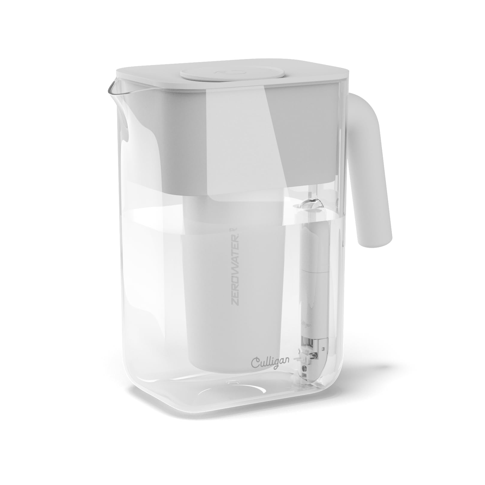 Photo 1 of Culligan with ZeroWater Technology 12-Cup Water Filter Pitcher – Includes 5-Stage Advanced Water Filter, IAPMO Certified to Reduce Lead, Total PFAS (Forever Chemicals), Mercury, Fluoride, and Chlorine