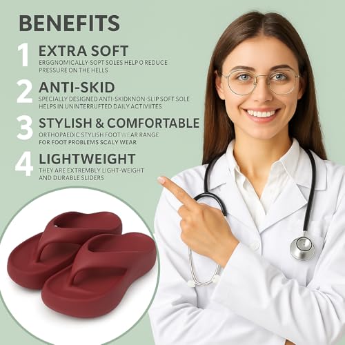 Image of ORTHO JOY Orthopedic Slippers for Women | Comfortable EVA Flip-Flops with Arch & Heel Support | Anti-Skid Lightweight Slides for Foot Pain Relief - Ideal for Indoor & Outdoor Use