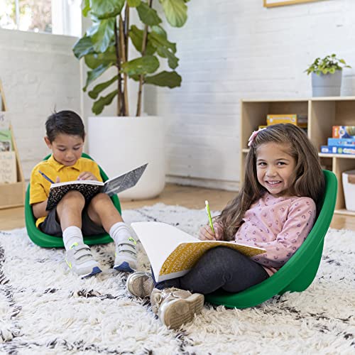 Image of ECR4Kids Plastic Leaf Scoop Floor Rocker Seat, Classroom Furniture, Green, 6-Piece