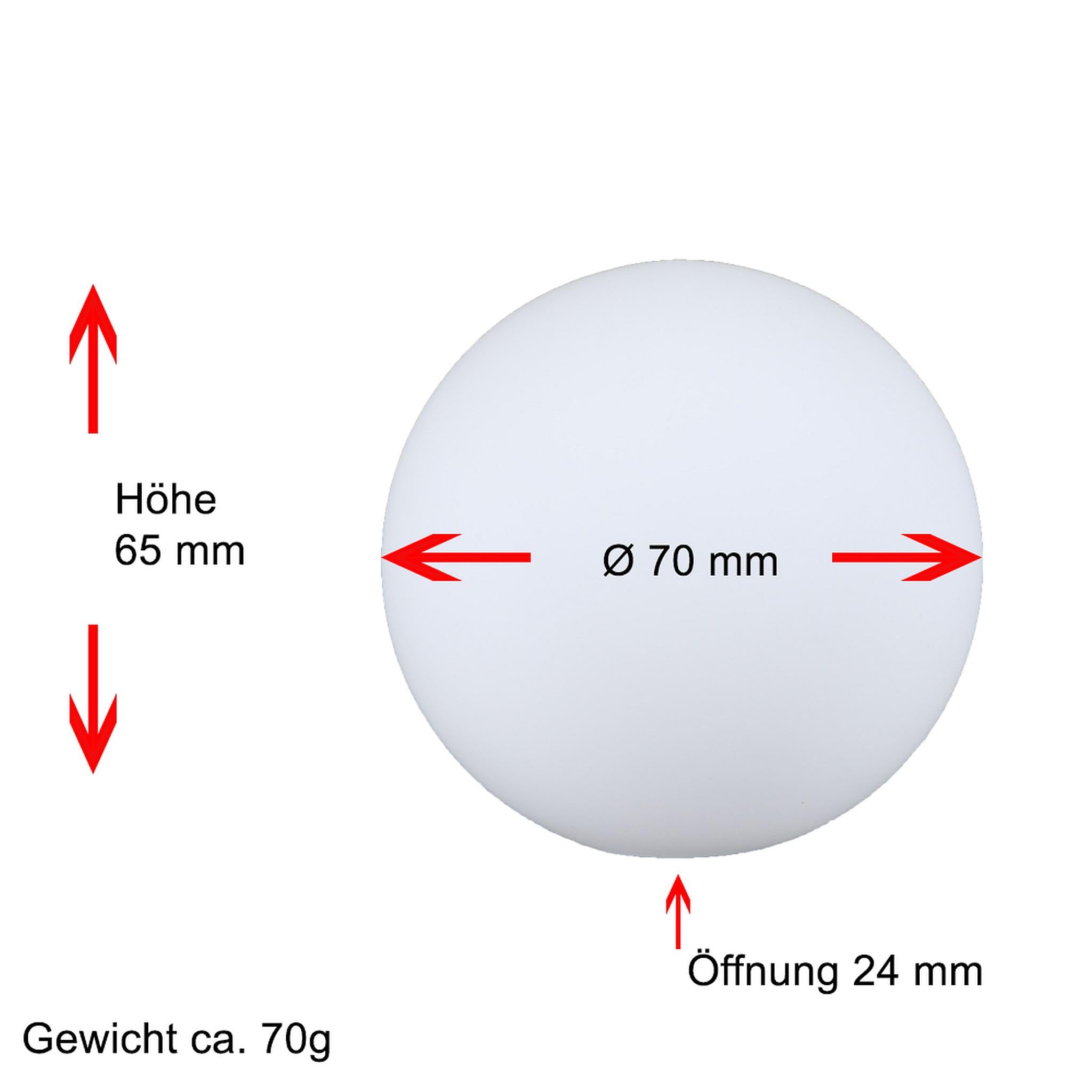 Kugelglas Ersatzglas MD 4910 Ø 70mm – Lampenglas Opal matt weiß – rundes Ersatzglas, passend für Oligo Leuchte OKI-DOKI – Glas Kugel 70 mm, Öffnung 24 mm, Lampenschirm Ersatz