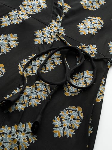 Image of feranoid Floral Print Angrakha 3 Sleeves Flared Kurti