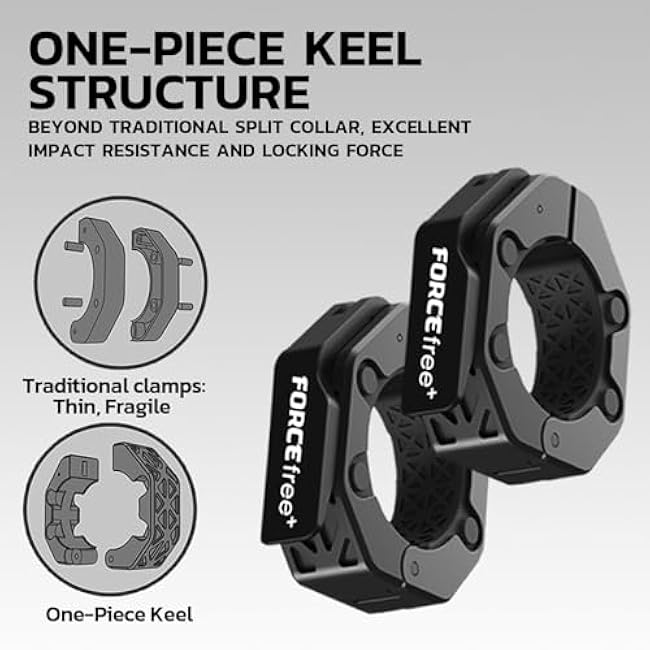 Quick Release Olympic Barbell Collars 2 (Pair) - Non-Slip Weightlifting Barbell Clips for Secure Powerlifting, Home & Gym - High-Strength Metal Bar Clamps