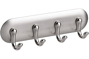 iDesign York Adhesive Key Holder with Brushed Stainless Steel Wall Mount