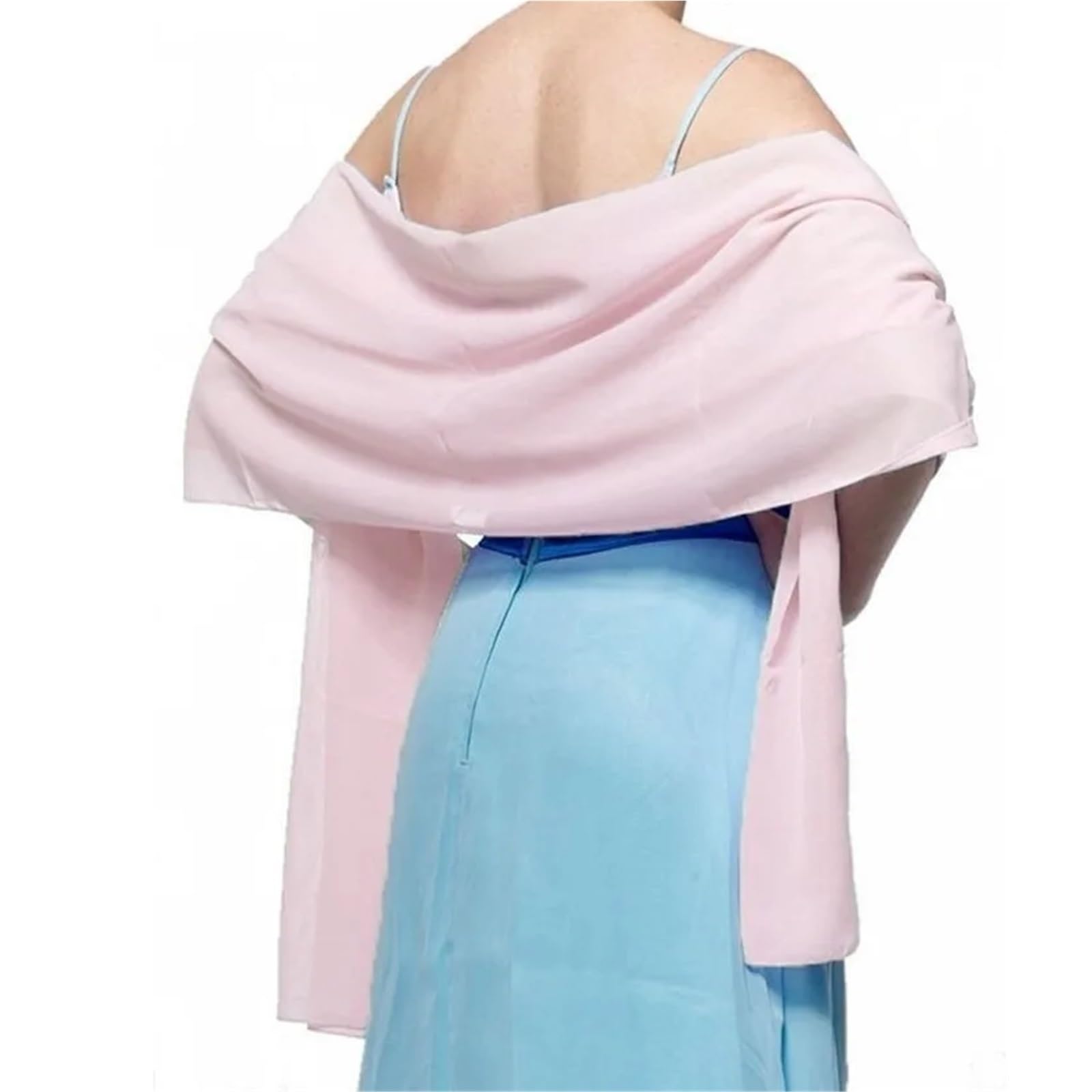 HEUchuan Wedding Dress Shawl Solid Chiffon Wedding Bridal Shawl Wrap Cape Bolero Scarf Cloak Women Accessories(Pink)