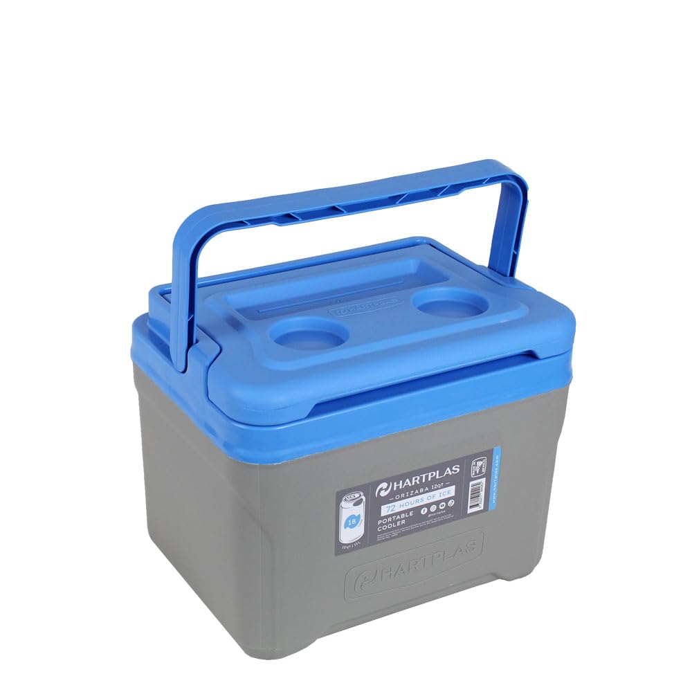 Hartplas | Hielera Orizaba con Capacidad para 18 Latas | 6 Colores | Accesorios de Senderismo (Gris-Azul)