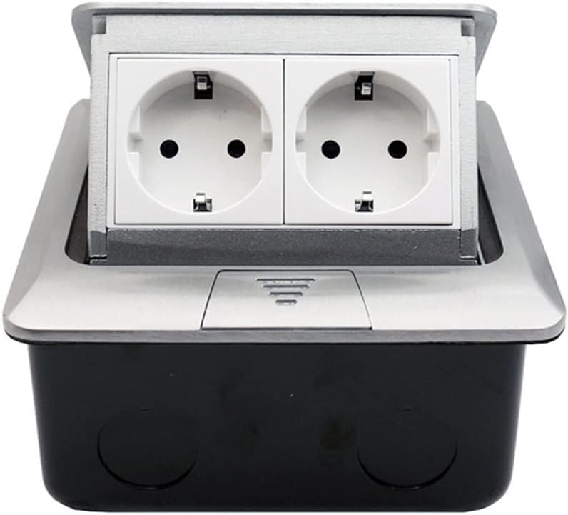 Aluminum Panel -Up Floor Socket White Wall Inset with Port Screw Type Power Socket(E)