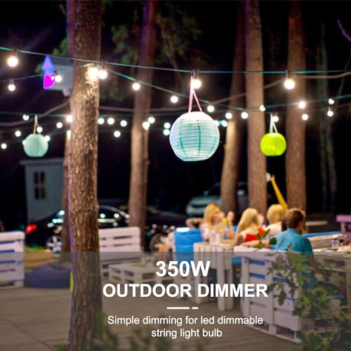 Palawell Outdoor Dimmer For String Lights,350 W String Light Dimmer Switch,100 Ft Remote Control Dimming Timer For Led Light,Lamp And Patio Light,Dimmer For Outdoor String Light,Dimmer Plug,Timer,Waterprooof thumb #6