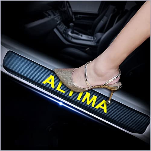 Kaiweiqin 4Pcs Car Door Sill Scuff Plate Cover For Nissan Altima Welcome Pedal Protection Car Carbon Fiber Sticker Threshold Door Entry Guard Decorative Yellow #TOP24