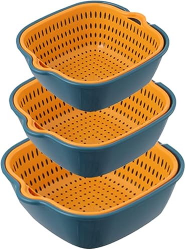 Cestas de lavado de verduras en la cocina, cestas de frutas apilables multicapa, fregaderos de verduras, colador y lavado de frutas y verduras