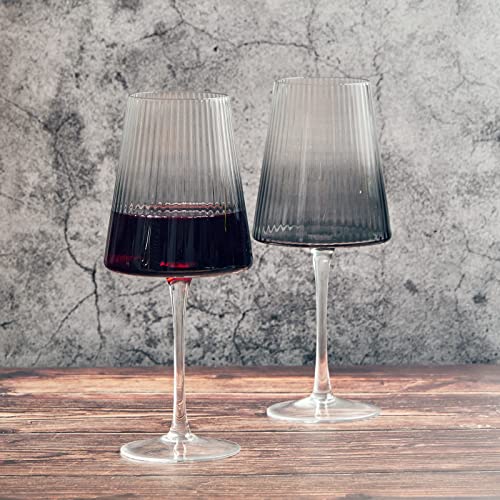 Anton Studio Designs Empire Handmade Wine Glasses Perfect for Red Wine White Wine, Water, or Beverages, 450 ml, Smoke Grey - Image 3