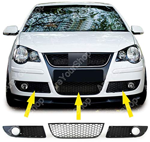 Artudatech Grille avant de voiture, 1 paire de grilles inférieures de feux antibrouillard avant en maille nid d'abeille pour V W Polo 9N3 GTI 2005-2009