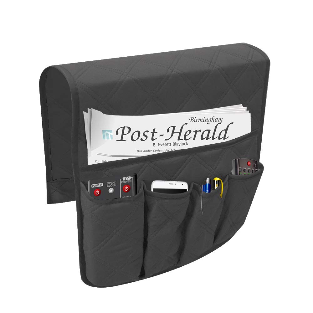 Bracciolo Per Divano Organizer Con 5 Tasche, Pelle PU E Velluto Antiscivolo, Porta Telecomando E Riviste - 4