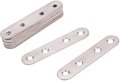 Miniatura 9 de MroMax 10 soportes rectos de acero inoxidable 201 de 3.15 x 0.67 pulgadas, soportes rectos planos de metal cepillado, placa de conexión fija para