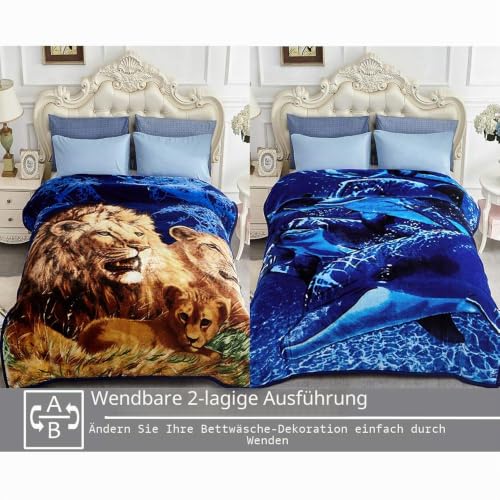 JYK Fleecedecke aus koreanischem Kunstnerz, 190,5 x 221 cm, 2,3 kg, 2-lagig, wendbar, 520 g/m², seidig weicher Plüsch… – Ansicht 3